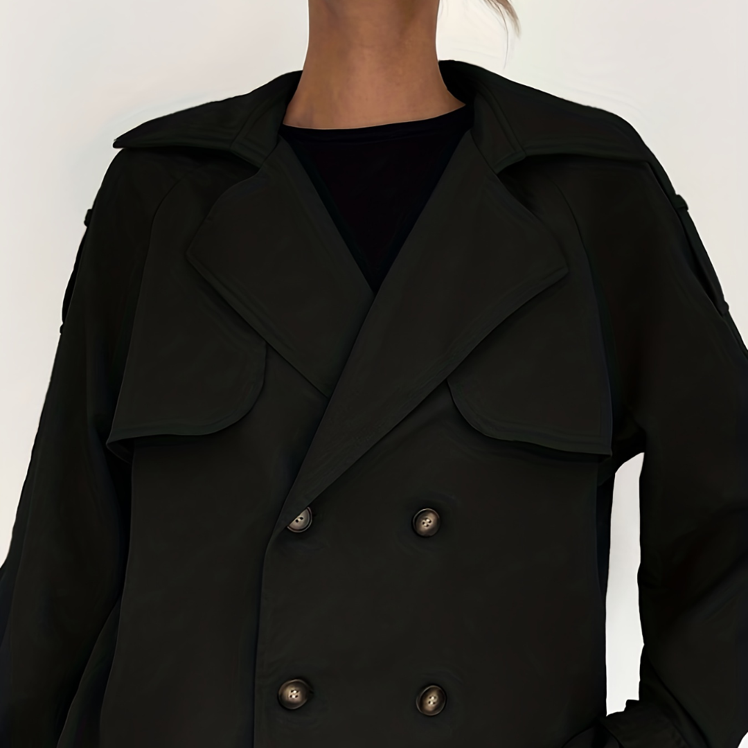 Cropped Trench Style Jacket Lightweight Belted Casual Outerwear
