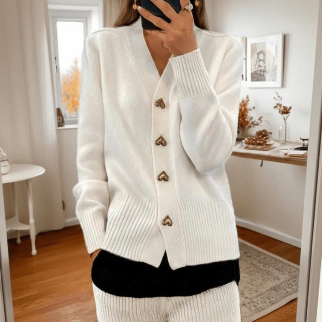 Strickcardigan mit Herzknöpfen