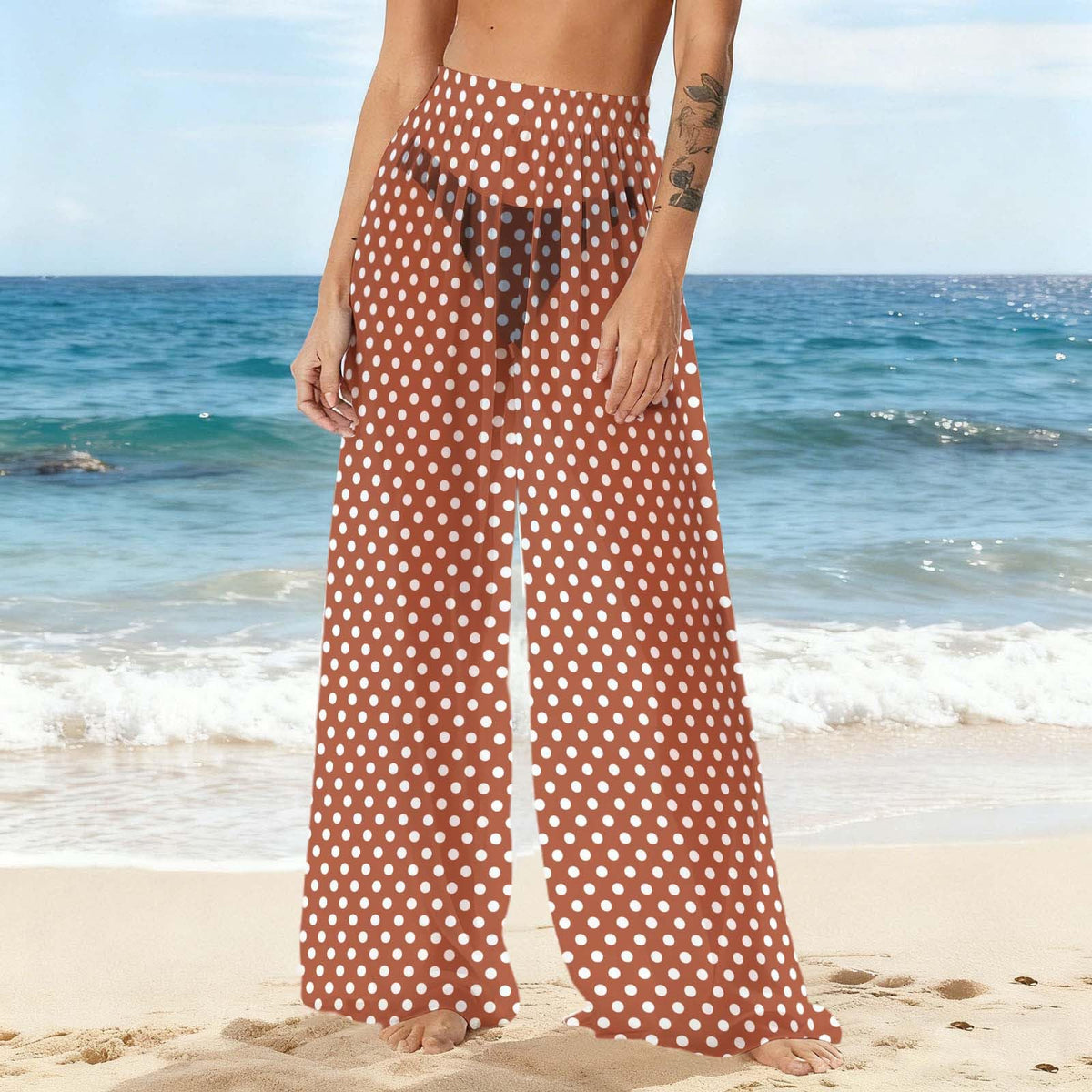Transparente Strandhose mit Polka-Dots