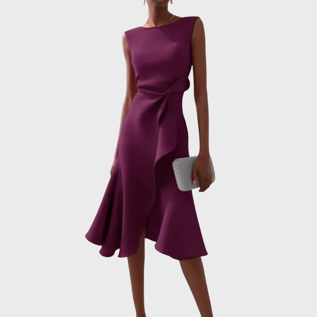 Elegant Sleeveless Midi Dress With Sculpted Fit