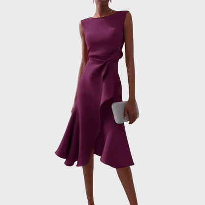 Elegant Sleeveless Midi Dress With Sculpted Fit
