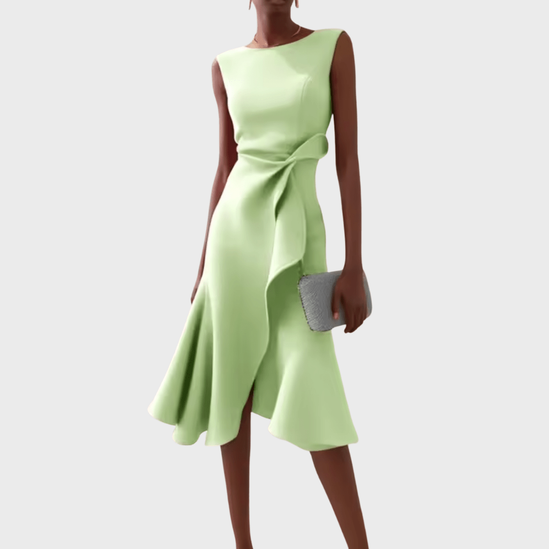Elegant Sleeveless Midi Dress With Sculpted Fit