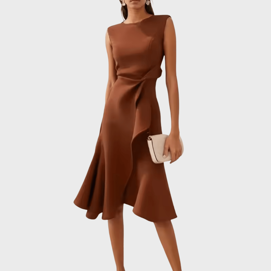Elegant Sleeveless Midi Dress With Sculpted Fit