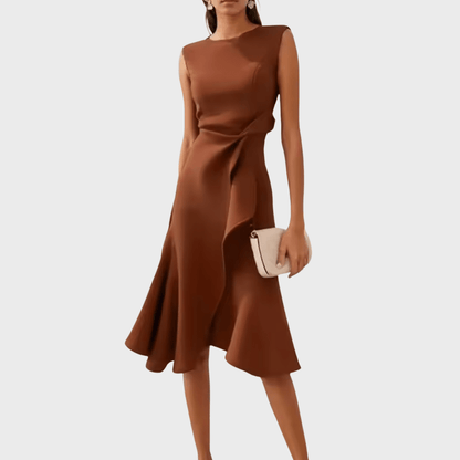 Elegant Sleeveless Midi Dress With Sculpted Fit