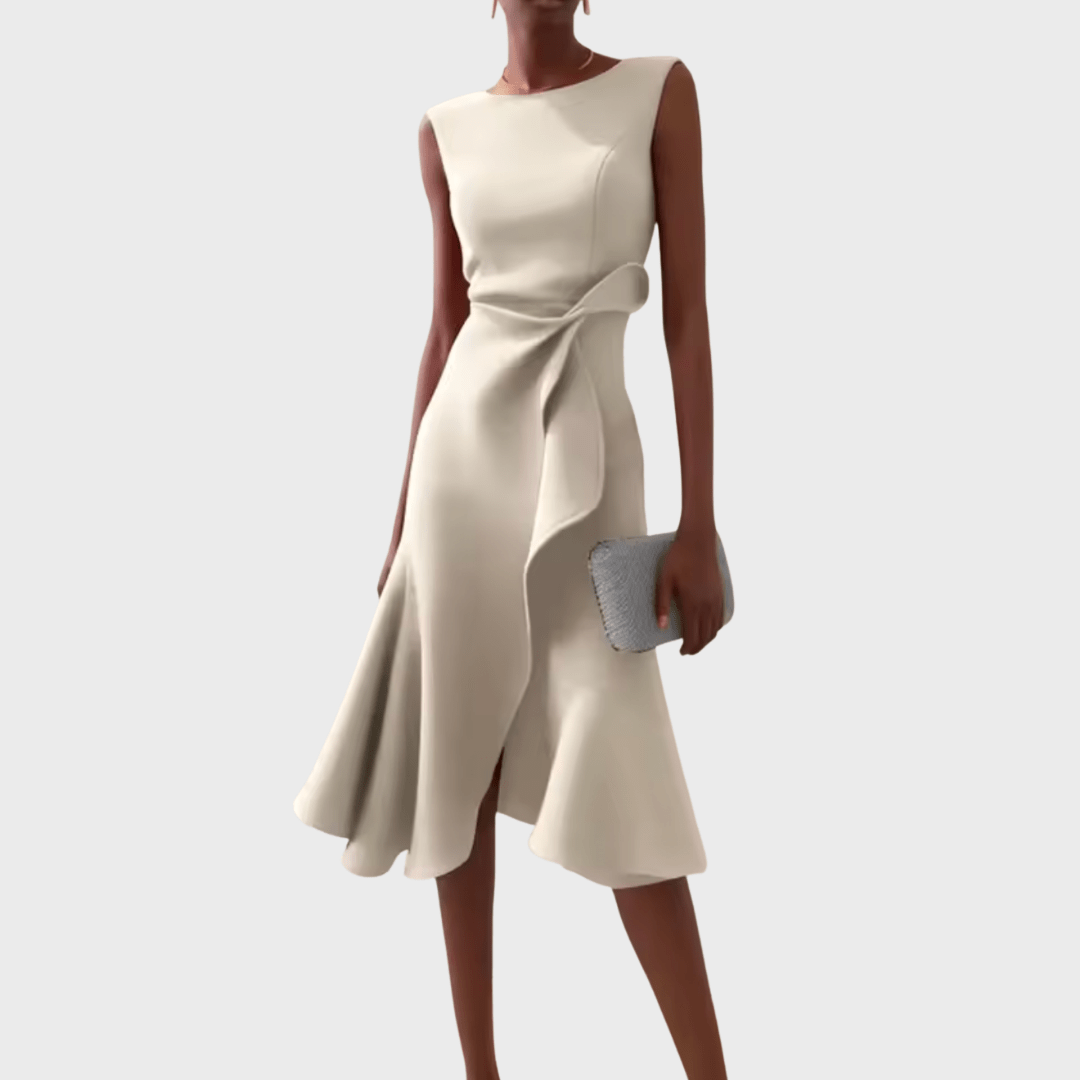 Elegant Sleeveless Midi Dress With Sculpted Fit