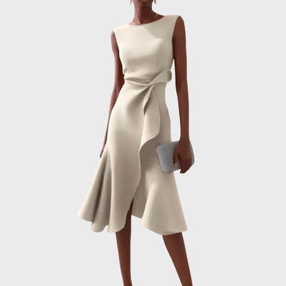 Elegant Sleeveless Midi Dress With Sculpted Fit