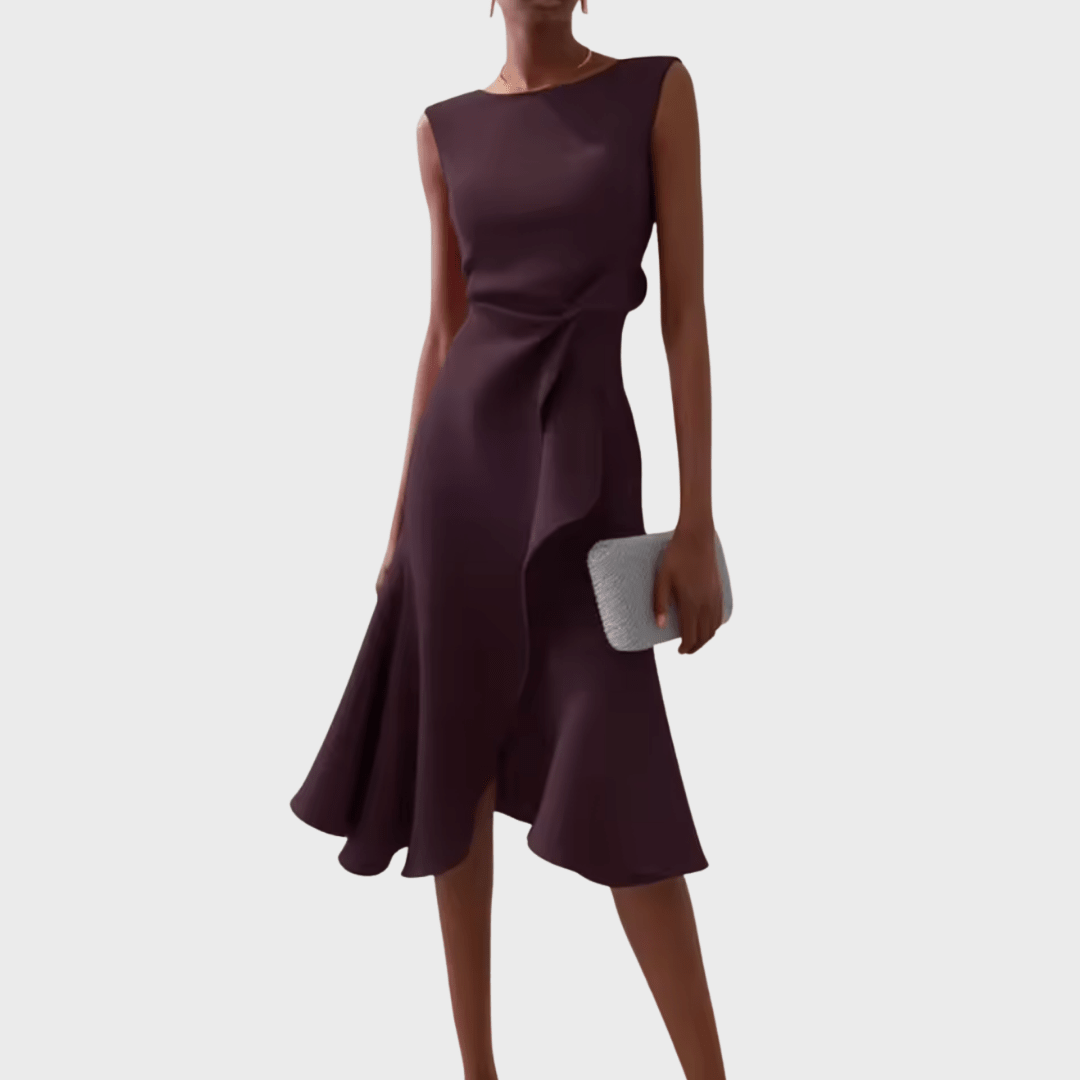 Elegant Sleeveless Midi Dress With Sculpted Fit