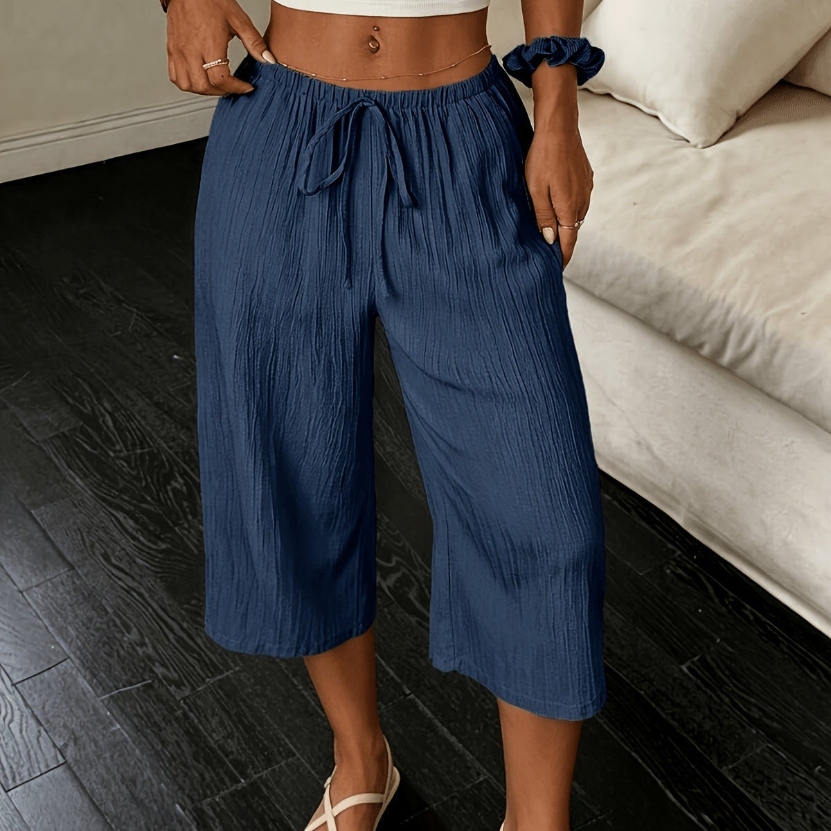 Weit geschnittene Cropped-Sommerhose