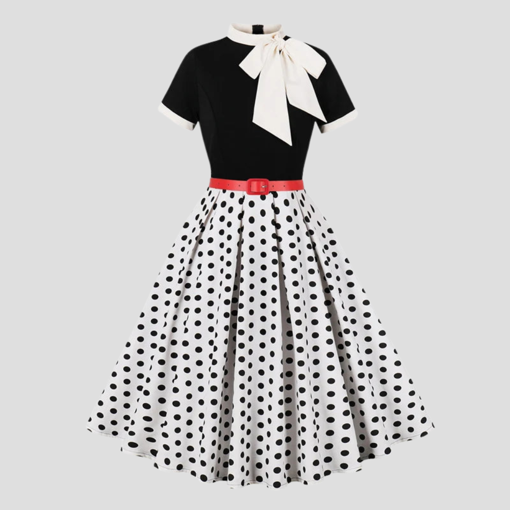 Women Polka Dot Vintage Swing Dress Elegant Summer Party