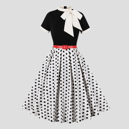Women Polka Dot Vintage Swing Dress Elegant Summer Party