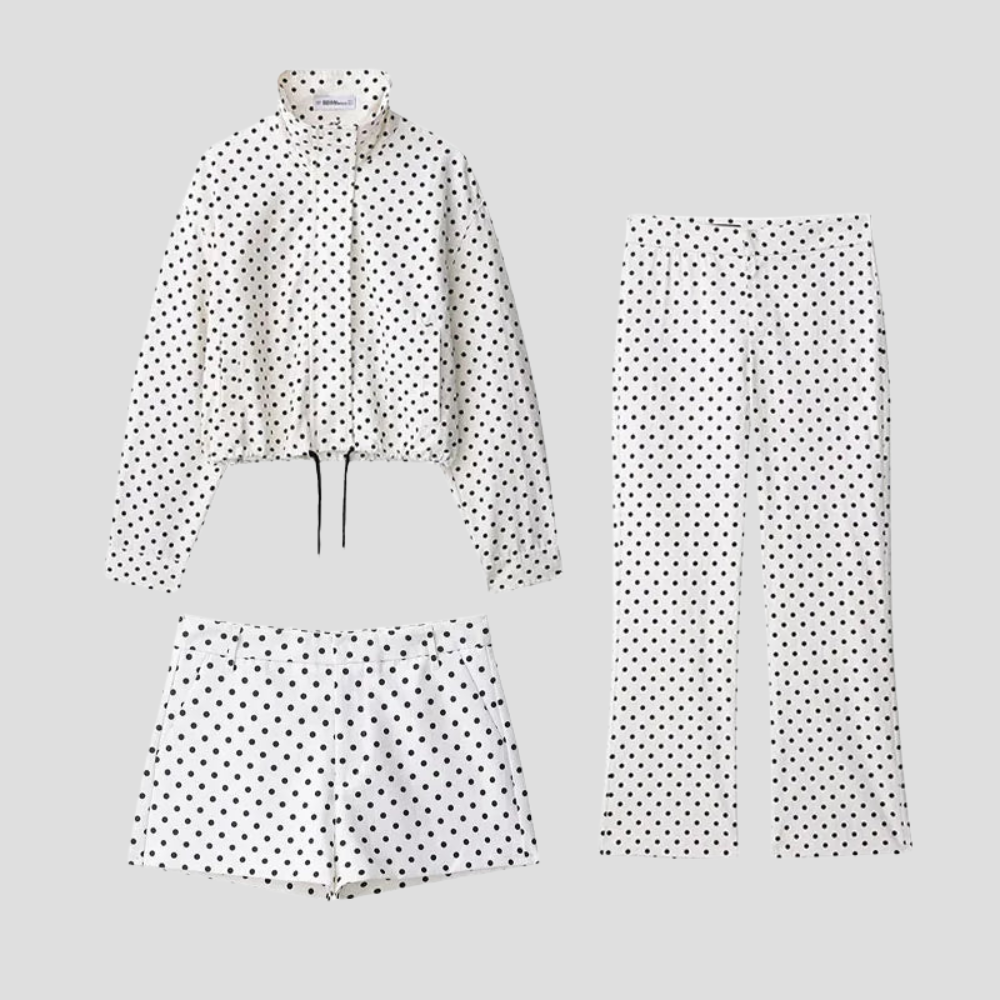 Damenjacke mit Rollkragen und Polka-Dots, langärmliger Freizeitmantel