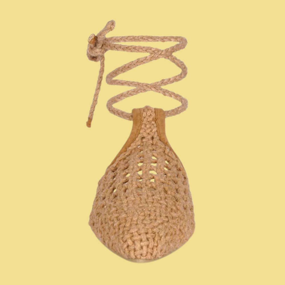 Handwoven Tie Up Flat Mules