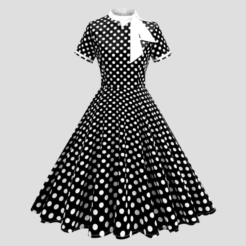 Women Polka Dot Vintage Swing Dress Elegant Summer Party