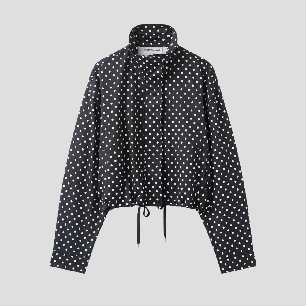Damenjacke mit Polka-Dots, Stehkragen, Freizeitmantel