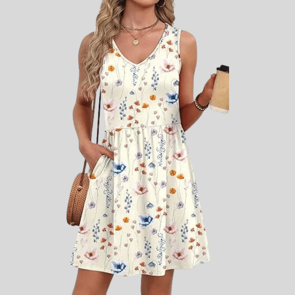 Boho Printed Sleeveless Mini Dress With Flowy Fit