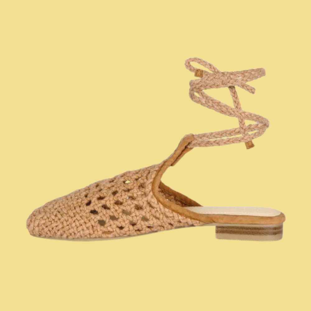 Handwoven Tie Up Flat Mules