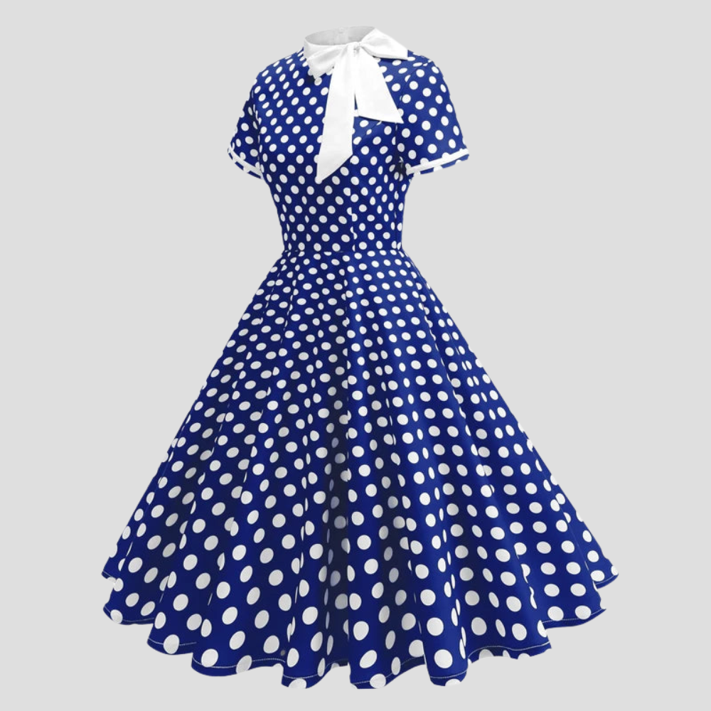 Women Polka Dot Vintage Swing Dress Elegant Summer Party