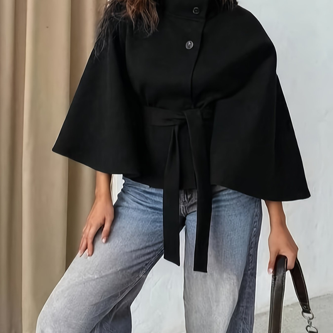 Jacke im Cape-Stil mit Gürtel