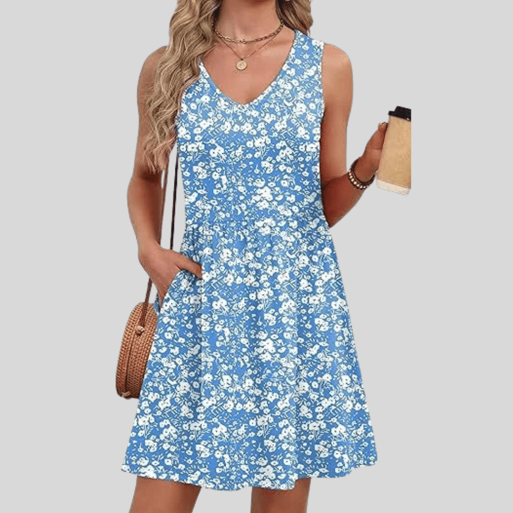 Boho Printed Sleeveless Mini Dress With Flowy Fit