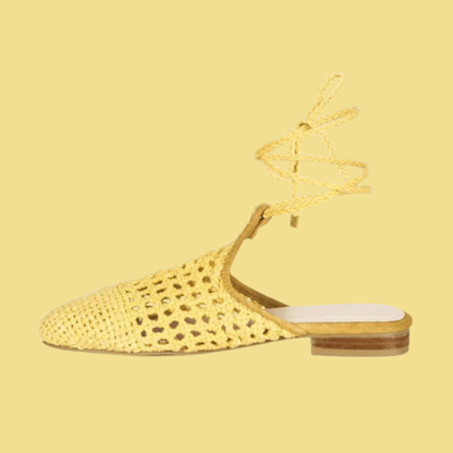 Handwoven Tie Up Flat Mules