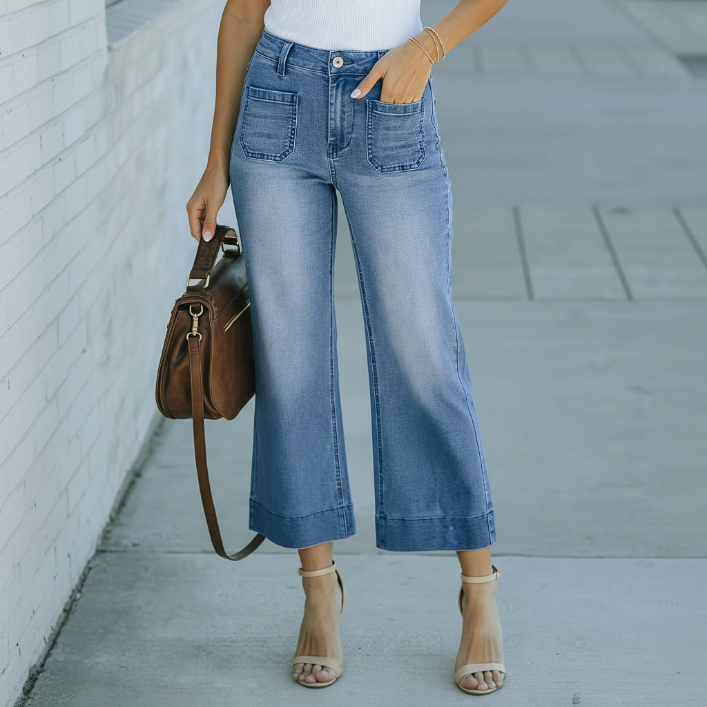 Damen Cropped-Sommerhose mit weitem Bein
