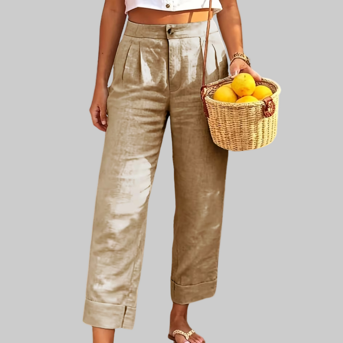 Faltenrock-Leinen-Caprihose