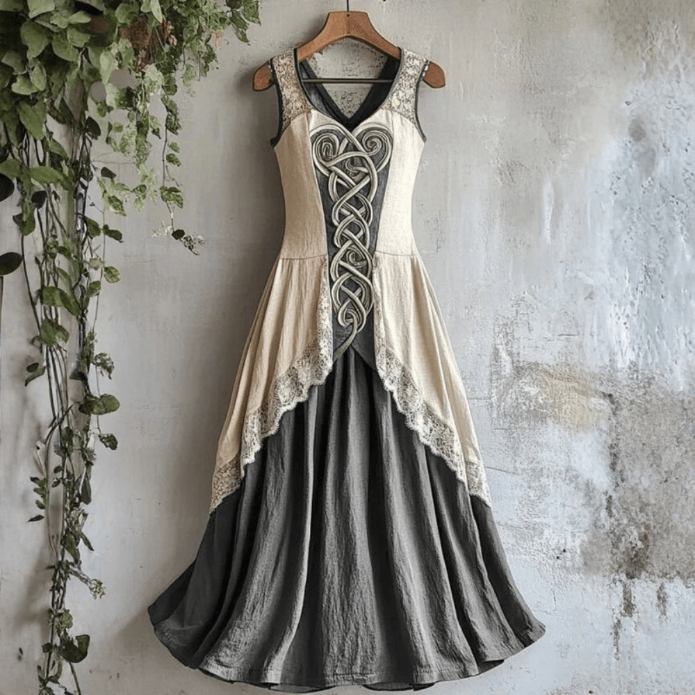 Vintage Sleeveless Maxi Dress with Elegant Detail
