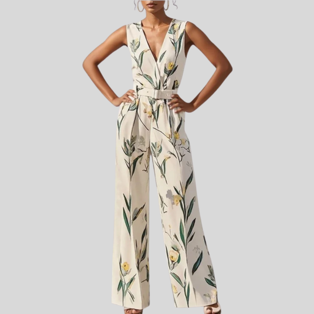 Women Botanical Wide Leg Jumpsuit Elegant Summer Wedding Outfit