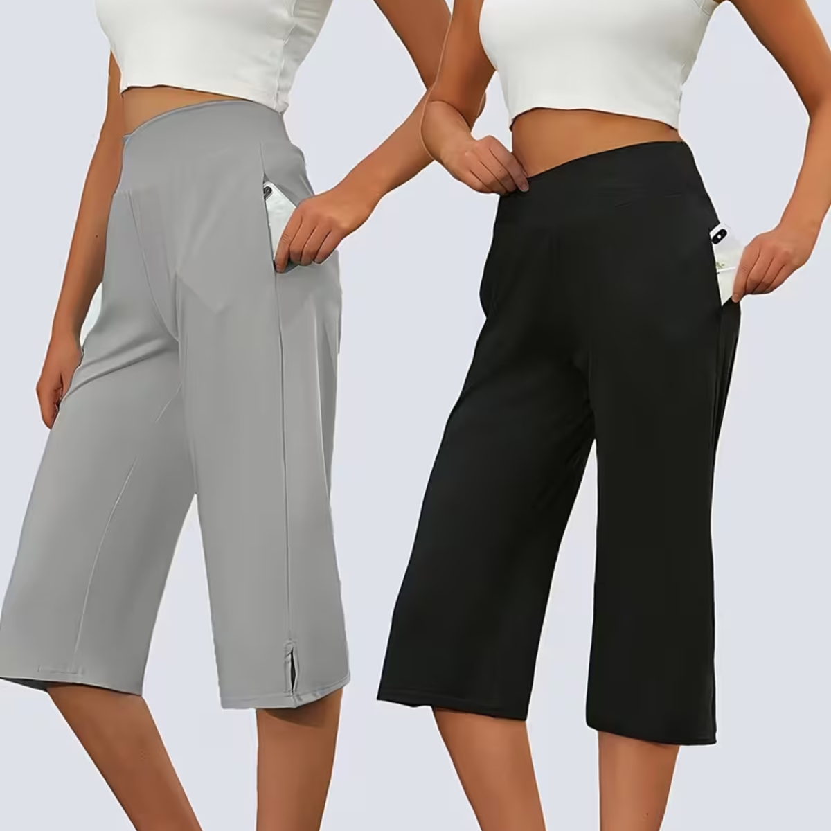 2er-Pack weit geschnittene Cropped-Hosen