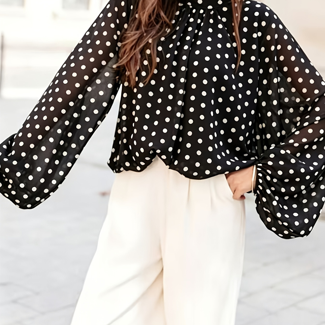 Transparente Bluse mit Polka-Dots