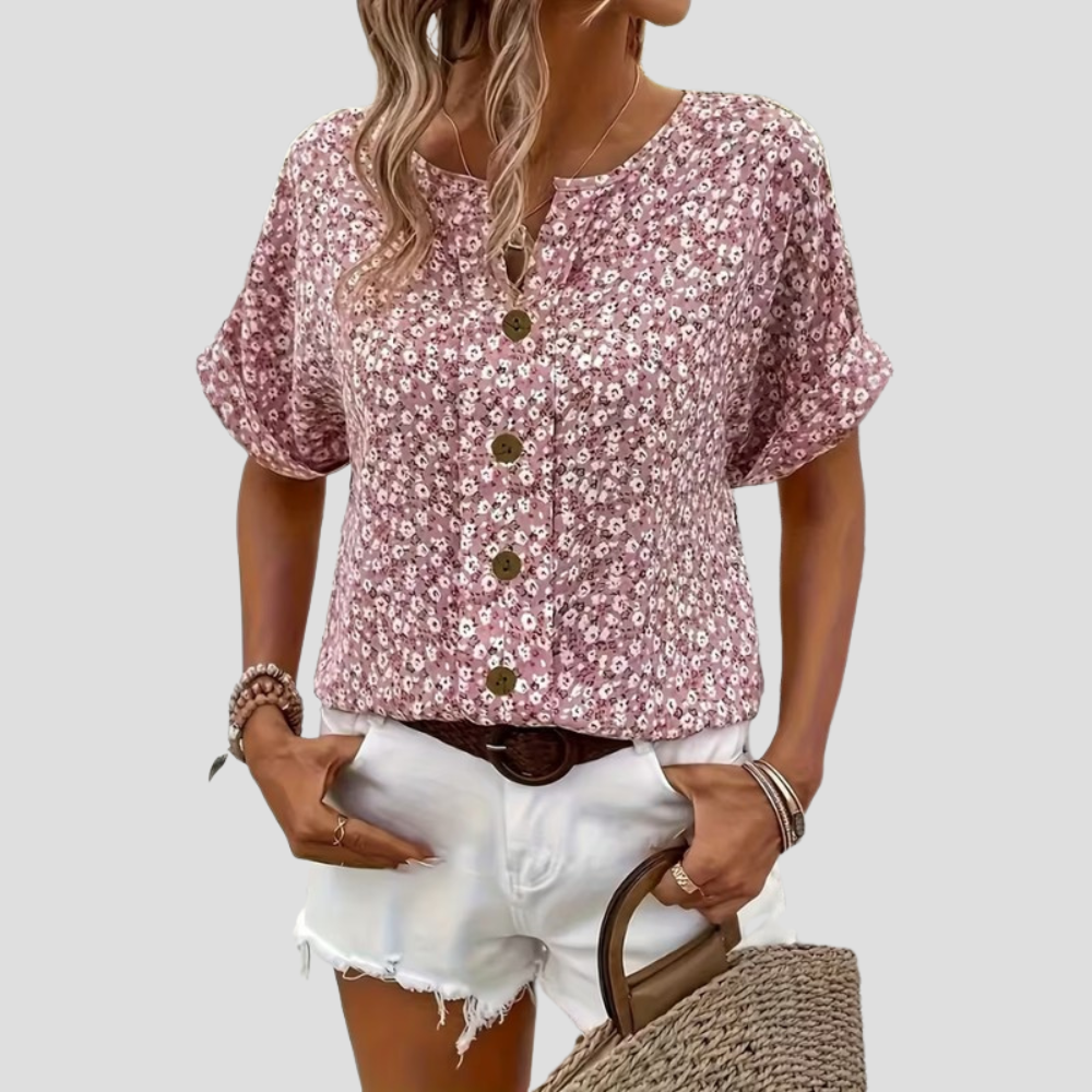 Women Floral Blouse Lightweight Flowy Summer Casual Top