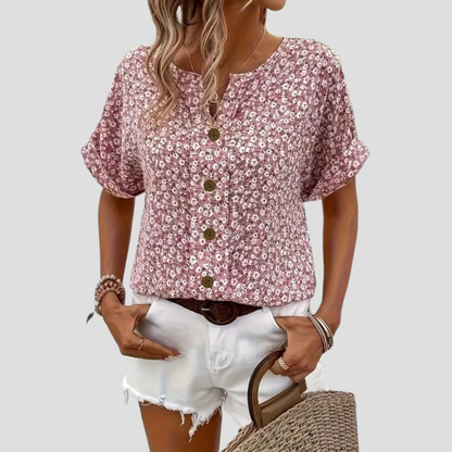 Women Floral Blouse Lightweight Flowy Summer Casual Top