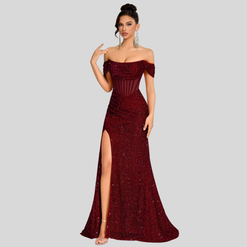 Vestido de Lentejuelas de Un Hombro