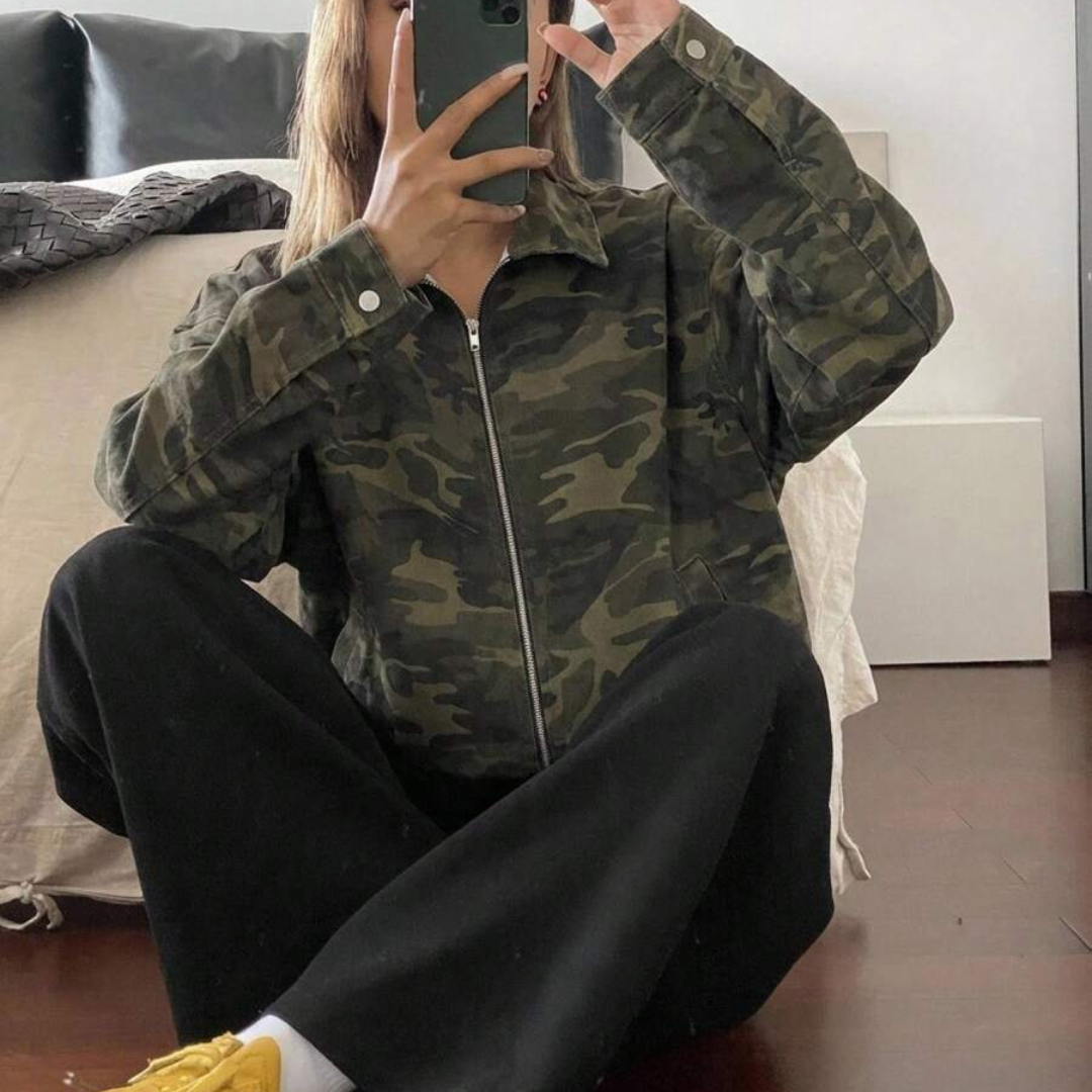 Oversize-Jacke mit Camouflage-Muster