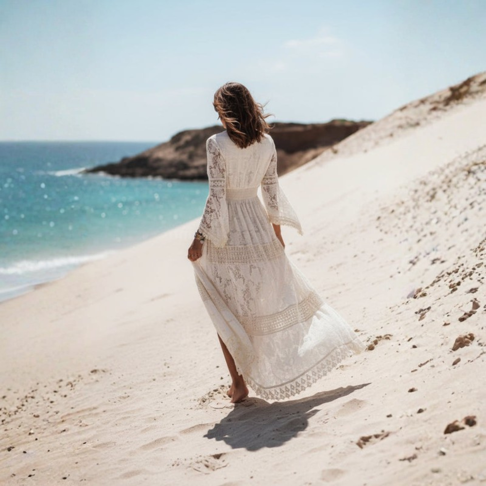 Women Boho V Neck Maxi Dress Flowy Summer Beach Casual Outfit