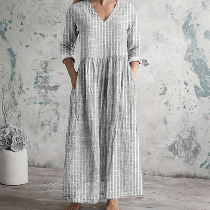 Gestreiftes Leinen-Maxikleid
