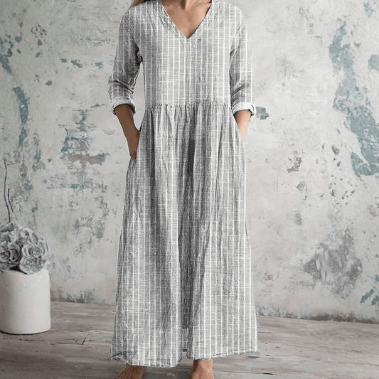Striped Linen Maxi Dress