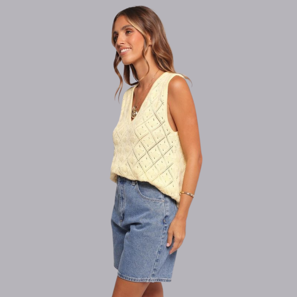 Damen Leichtes Strick-Sommer-Casual-Alltagsoberteil