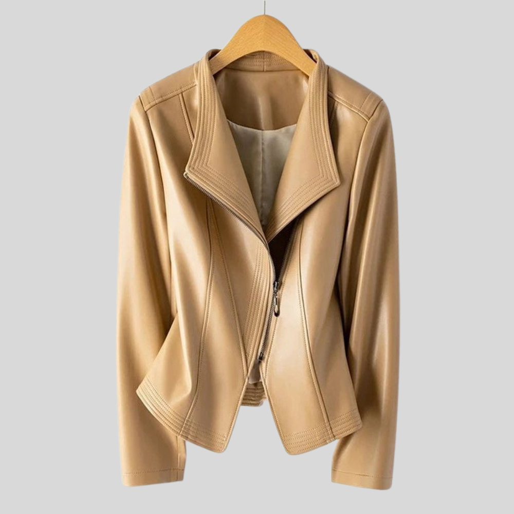 Women Jacket Asymmetrical Zip V Collar Casual Outerwear