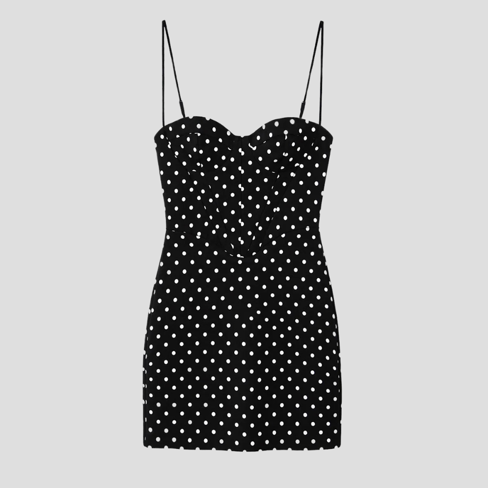 Women Polka Dot Mini Dress Backless Sleeveless Strap Summer Party Outfit