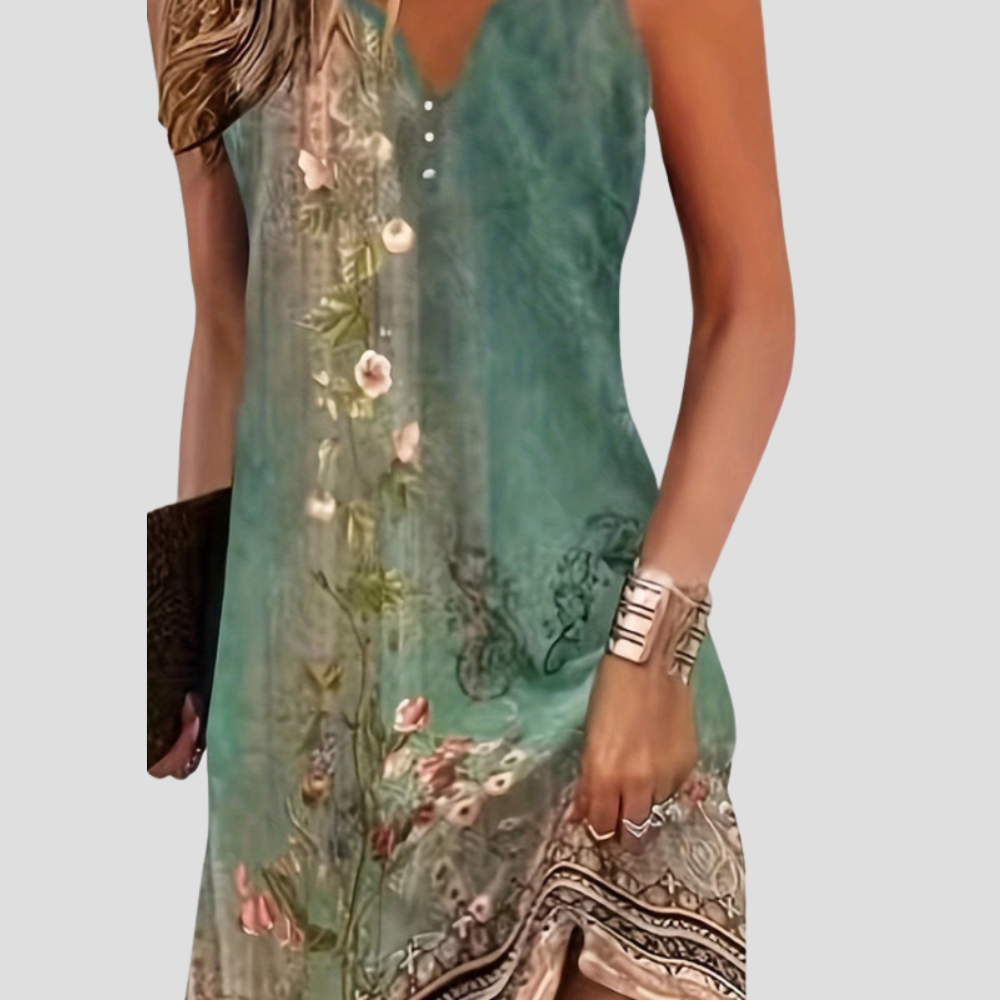 Women Floral Maxi Dress V Neck Flowy Elegant Summer Casual Outfit