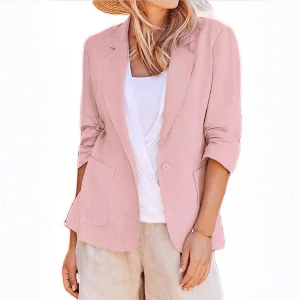Women Loose Single Breasted Jacket With Collar And Pockets