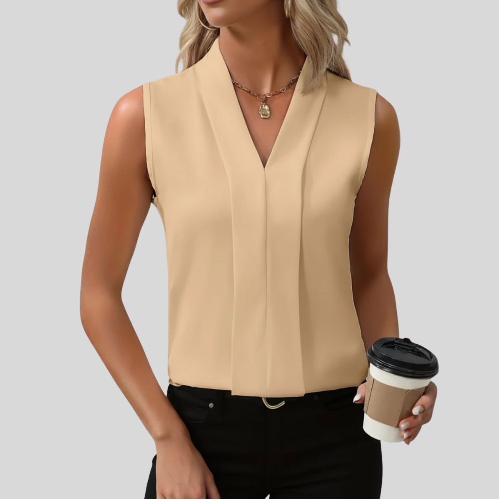 Women Sleeveless V Neck Tank Top Loose Fit Casual Summer Top
