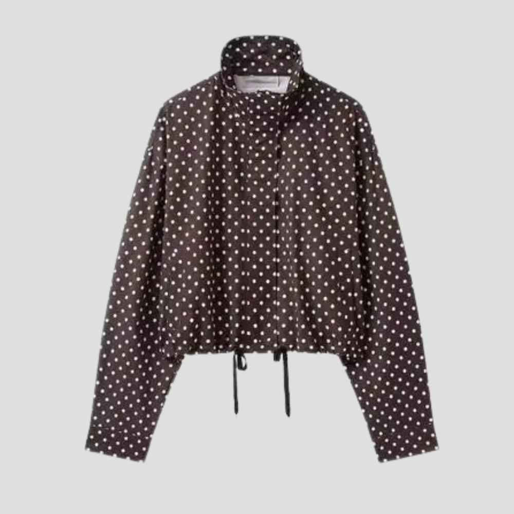 Women Polka Dot Jacket Long Sleeve Casual Short Coat