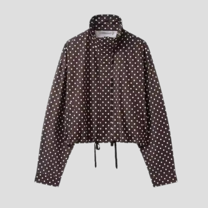 Damenjacke mit Polka-Dots, langärmlig, lässiger kurzer Mantel