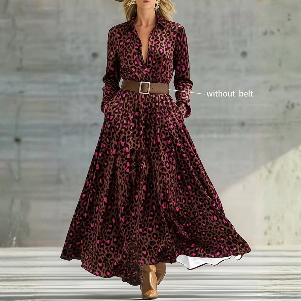 Großformatiges Hemdblusenkleid mit Leopardenmuster