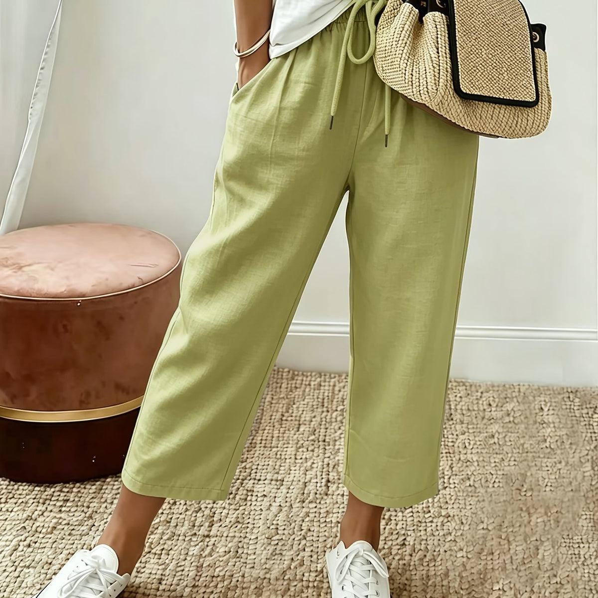 Cropped-Sommerhose mit elastischem Bund