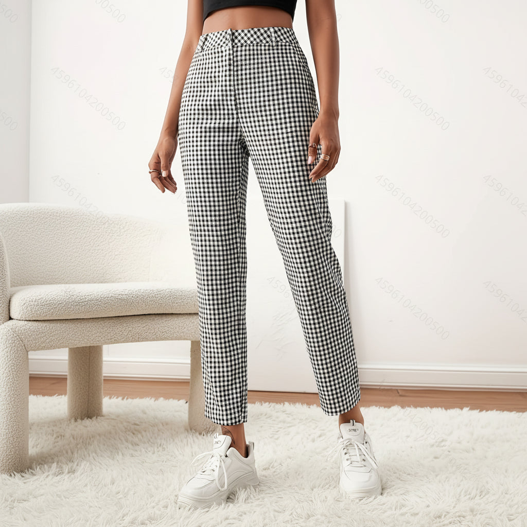 Karierte Cropped-Sommerhose
