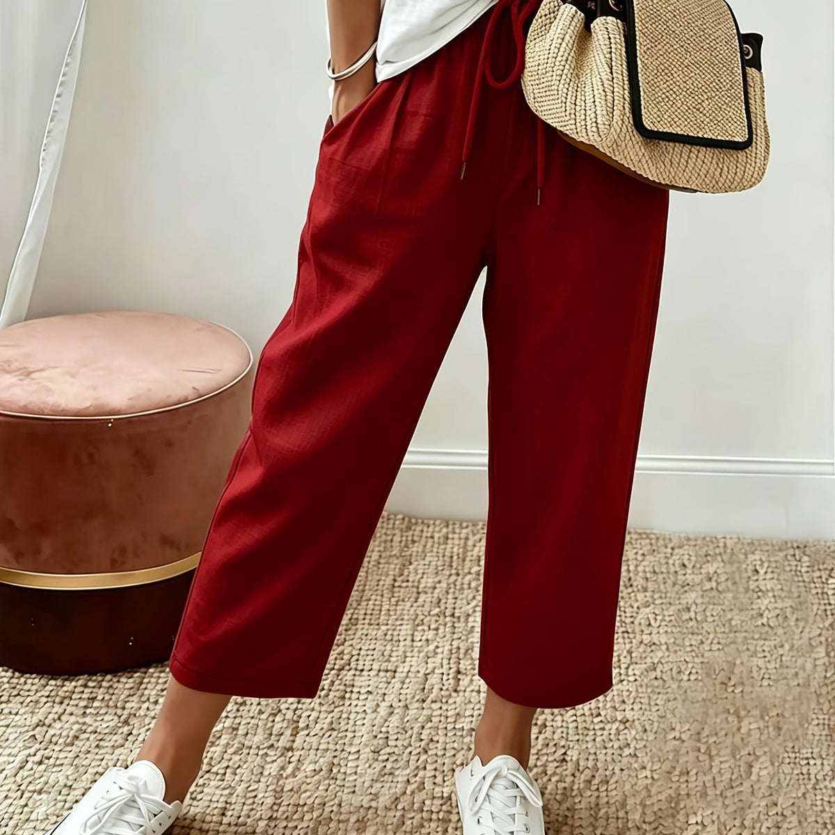 Cropped-Sommerhose mit elastischem Bund