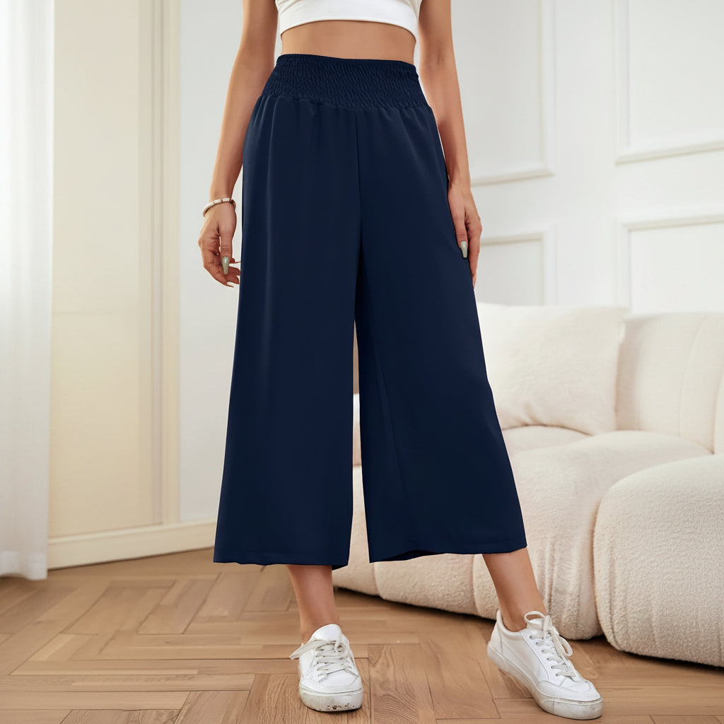 Elegante Cropped-Sommerhose mit weitem Bein